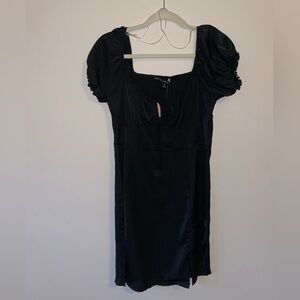 Short Sleeve Satin Smocked Dress